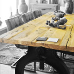 oud eiken verstelbaar eettafel